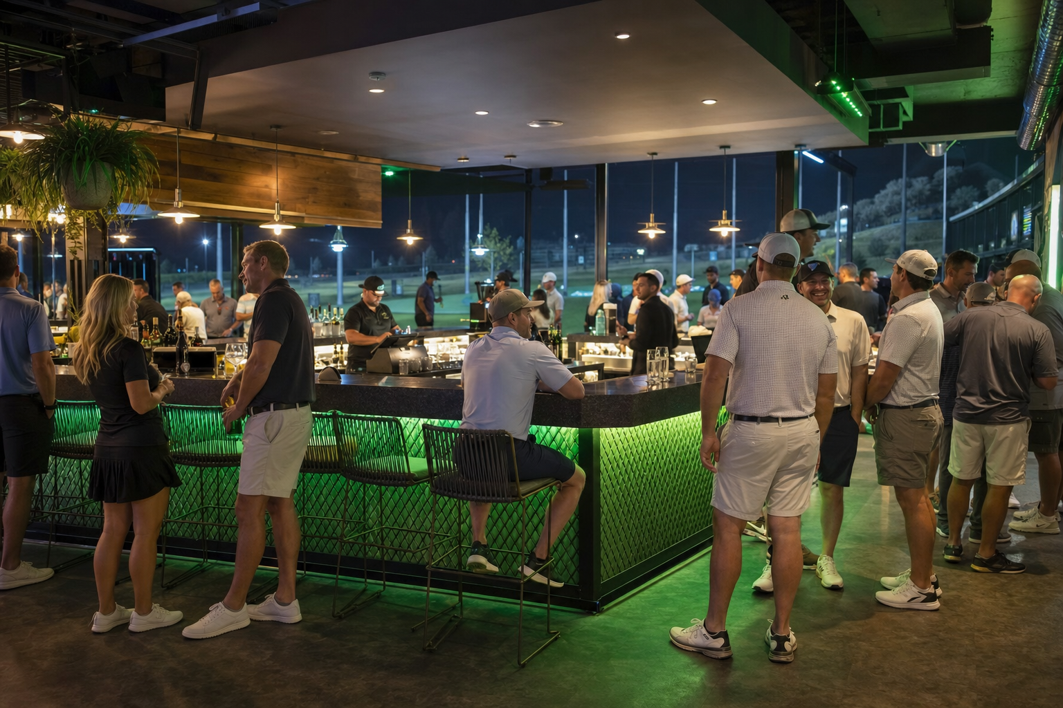 The bar and clubhouse interior at The Yard