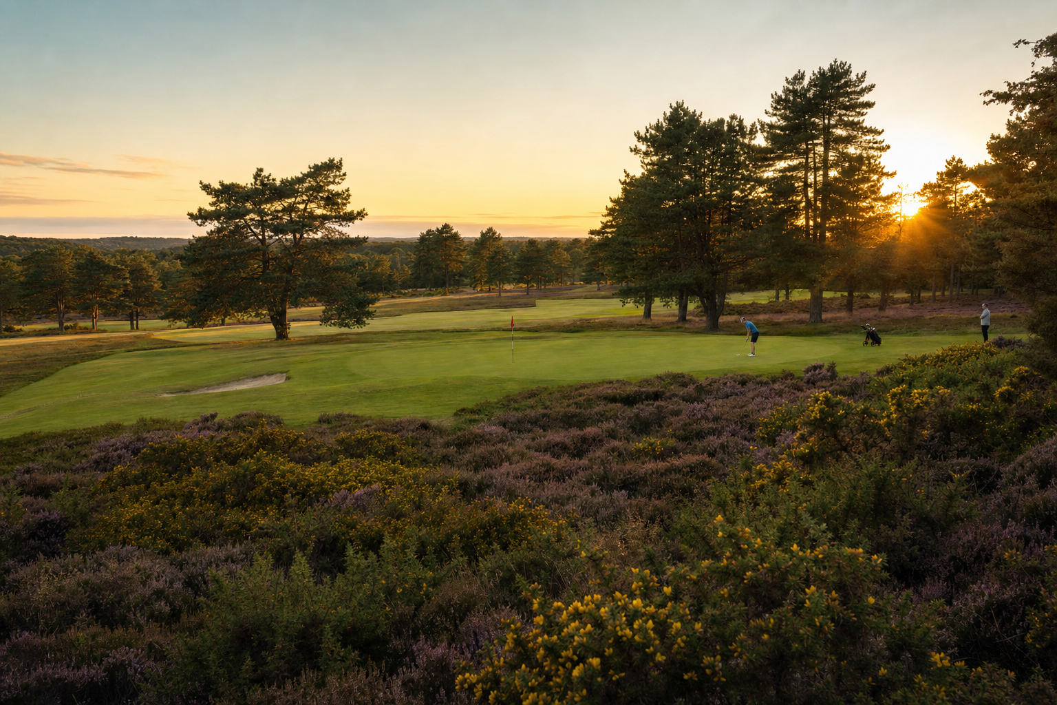Late sun over the closing holes at Carnmoor Park