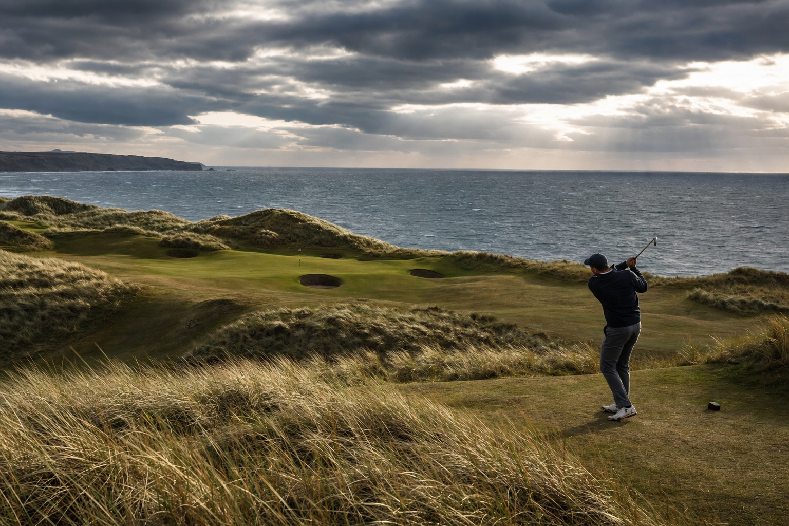 The blind par three over the marram dunes