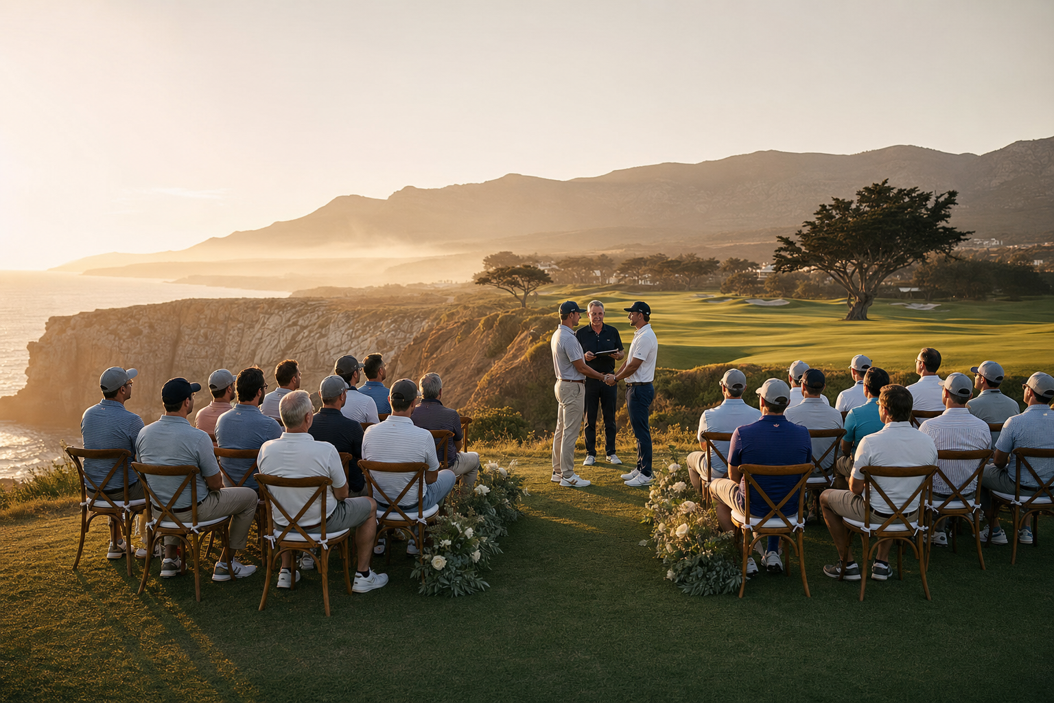 A clifftop wedding ceremony at the Lookout